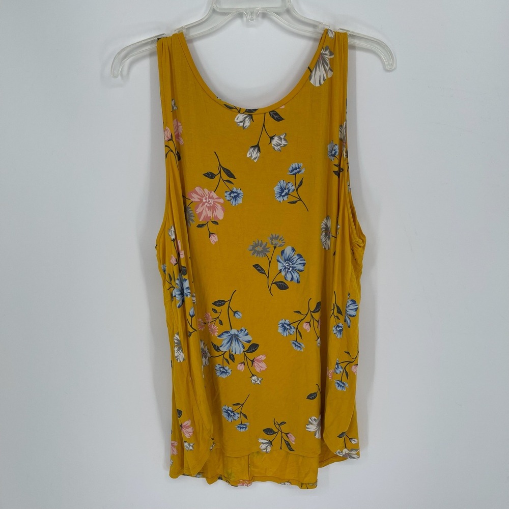 Old Navy Women's Mustard Yellow Floral Luxe Tank Top Size XL